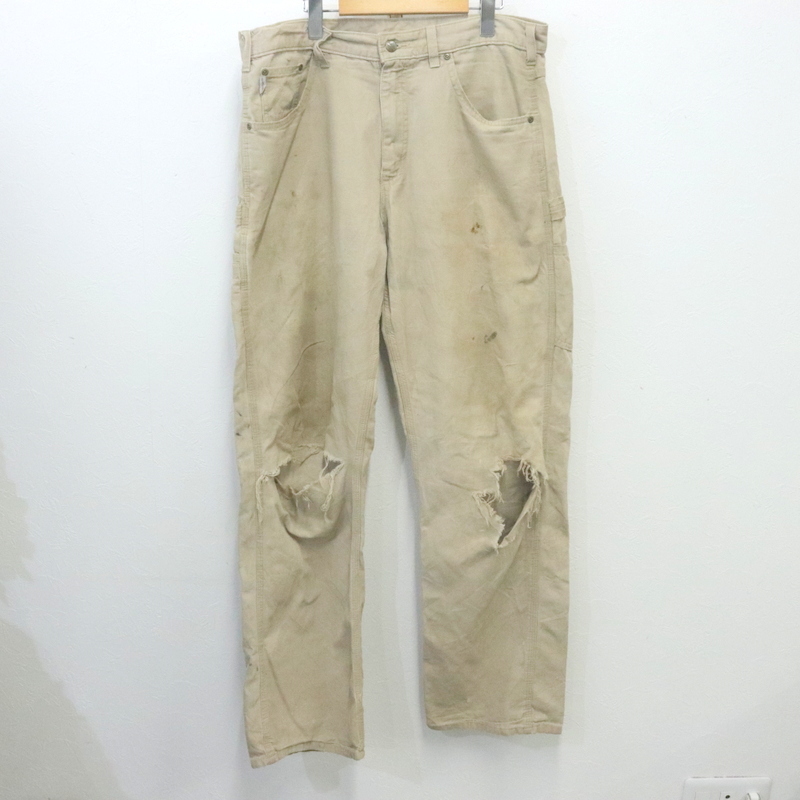 j718 2000 годы производства Carhartt Carhartt painter's pants #00s надпись 34 дюймовый бежевый BORO GKH Duck American Casual Street б/у одежда супер-скидка редкий 