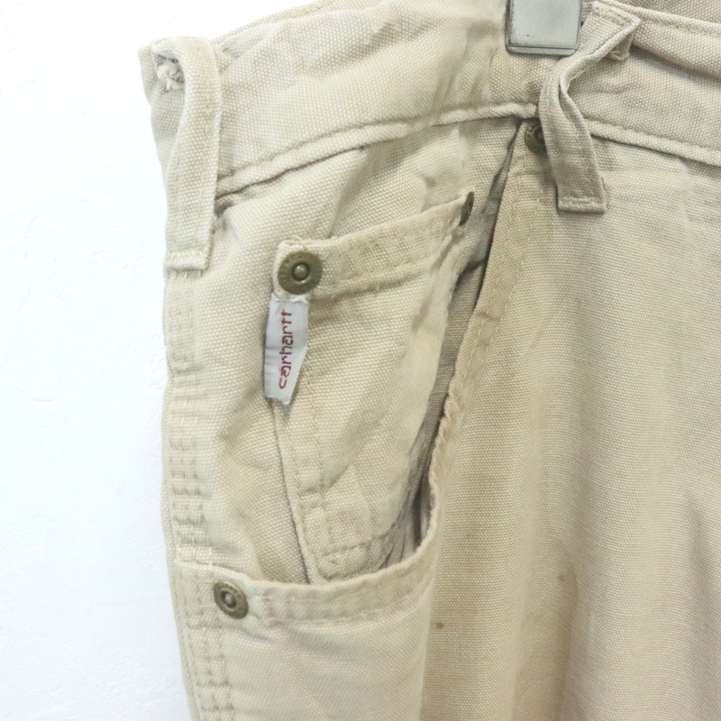 j718 2000 годы производства Carhartt Carhartt painter's pants #00s надпись 34 дюймовый бежевый BORO GKH Duck American Casual Street б/у одежда супер-скидка редкий 