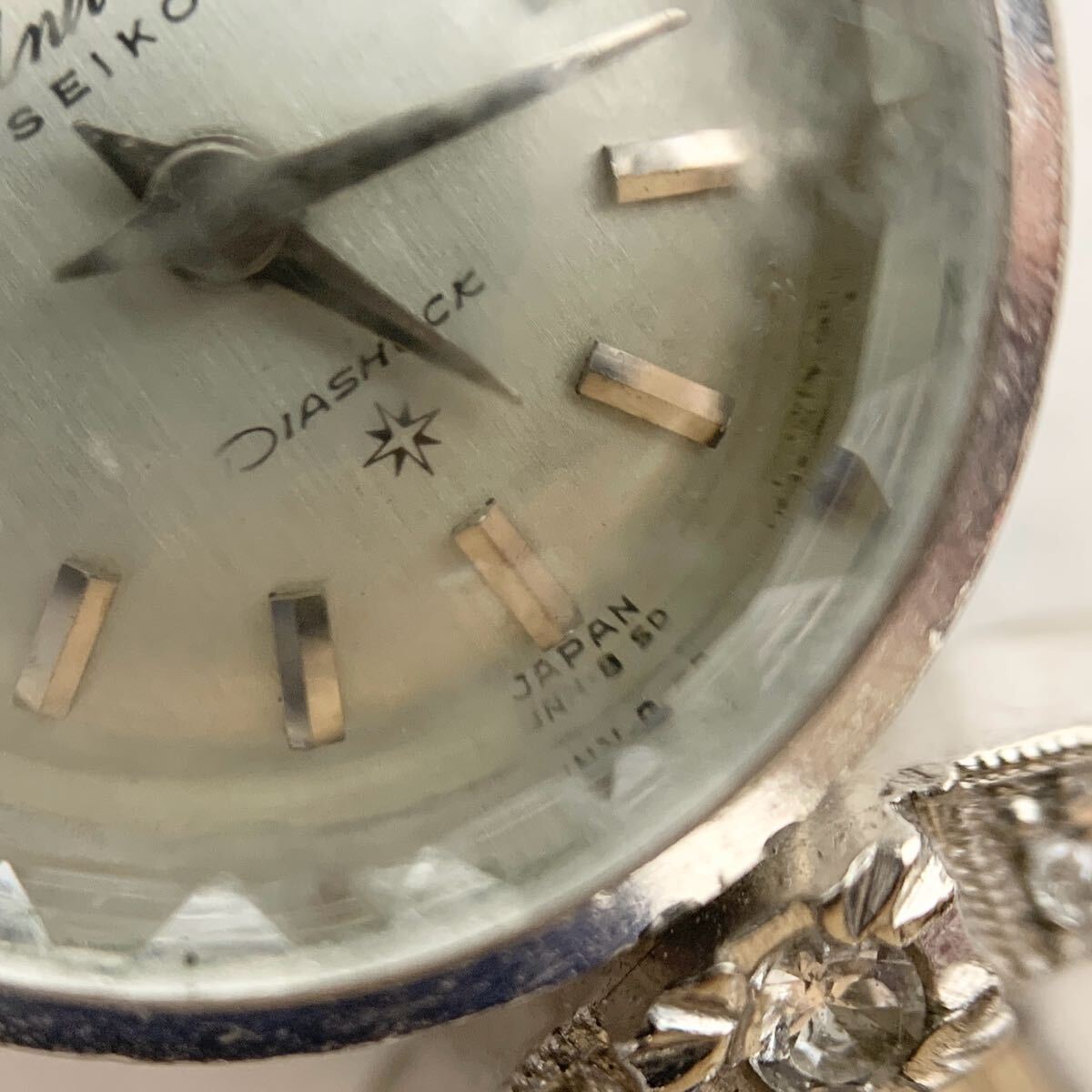 1 иен ~! K14WG SEIKO DIASHOCK diamond амортизаторы 14.3g работа ручной завод Universe Seiko Universe Vintage часы женский неоригинальный ремень 