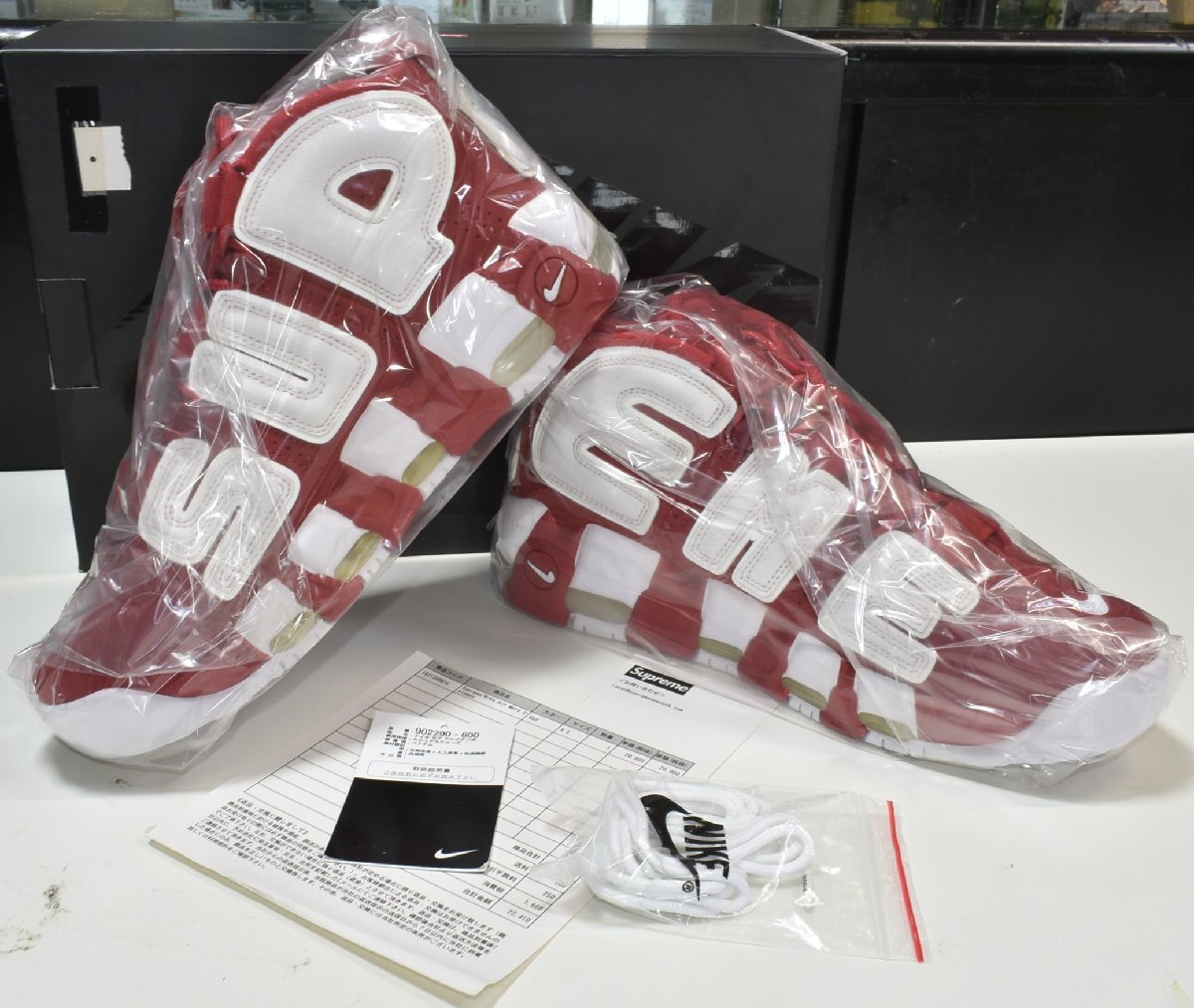 【SAZAN】NIKE ナイキ SUPREME シュプリーム モアアップテンポ シュプテン US9.5/27.5cm※激レア(黒タグ付き新品/納品書付)同梱不可★147