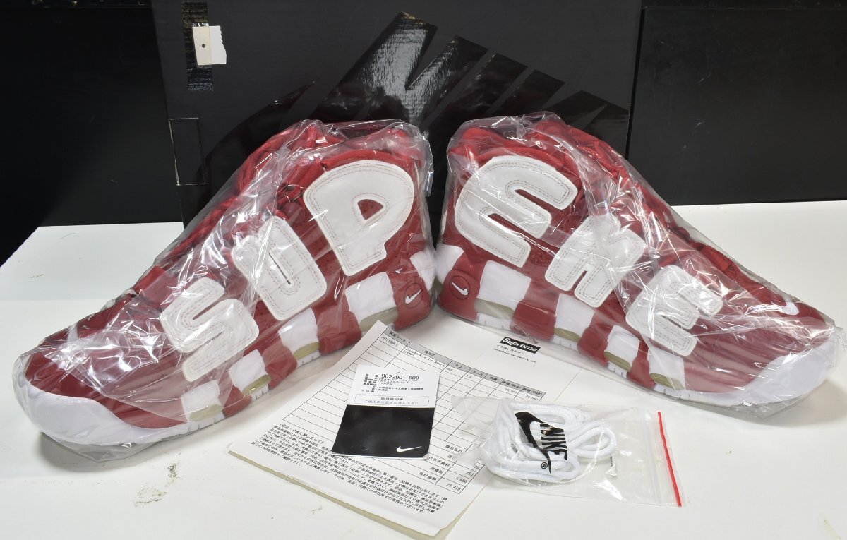 【SAZAN】NIKE ナイキ SUPREME シュプリーム モアアップテンポ シュプテン US9.5/27.5cm※激レア(黒タグ付き新品/納品書付)同梱不可★147