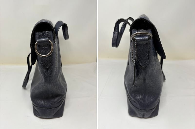 ◆COACH コーチ ビジネスバッグ F75757 ネイビー レザー ストラップ欠品 中古◆17106