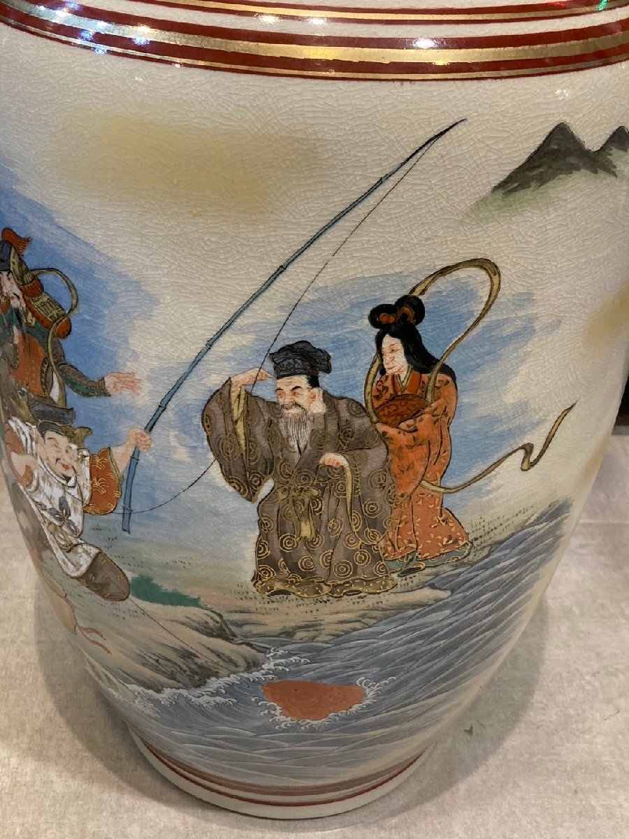 九谷 #名工 #陶勝 #色絵金彩 #七福神絵付花瓶 #壷 #古美術品