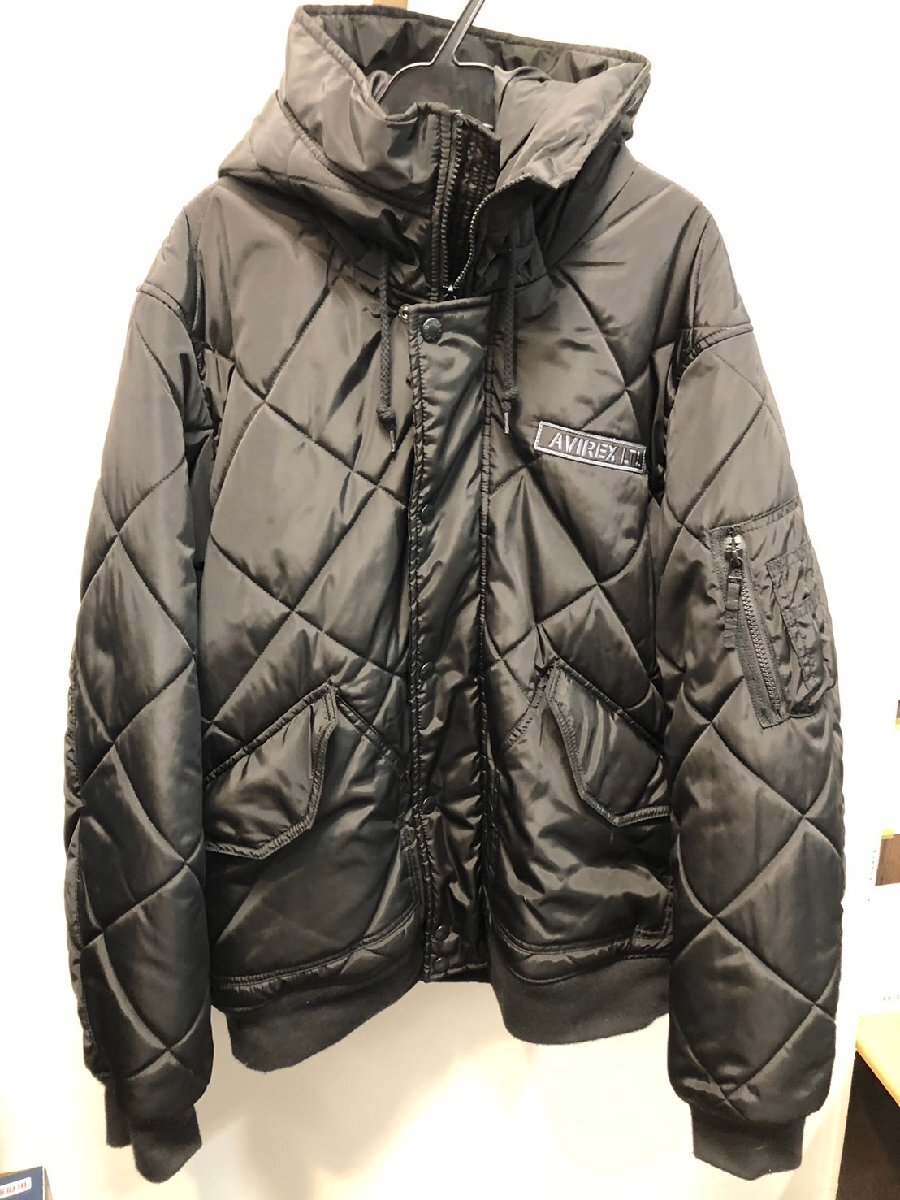 ◆AVIREX アヴィレックス キルティングダウンジャケット XL ブラック 6112175 アウター 中古◆16704★
