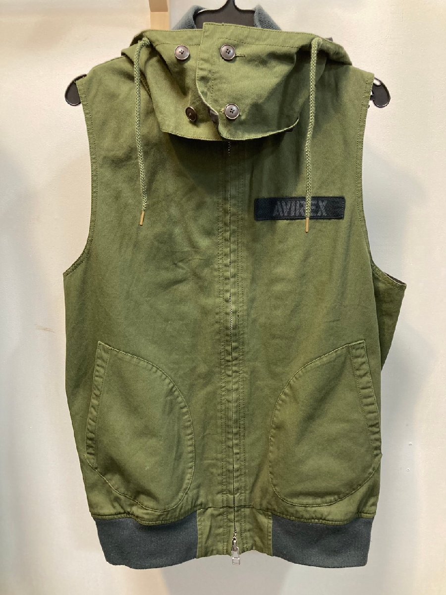 ◆AVIREX アヴィレックス ベスト Lサイズ 6122130 カーキ系 中古◆15703★