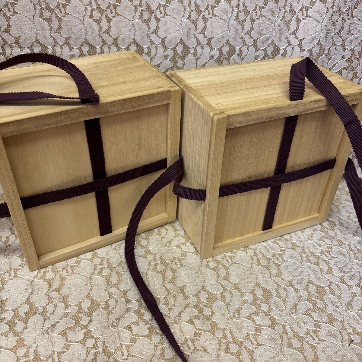 252 桐箱 內(nèi)寸(約)縦橫15.8×高9.5cm 2個(gè)セット 空箱 保存箱 木箱 四方桟 紫一重紐付 骨董 陶蕓 美術(shù)品 抹茶茶碗箱 小物 コレクション用