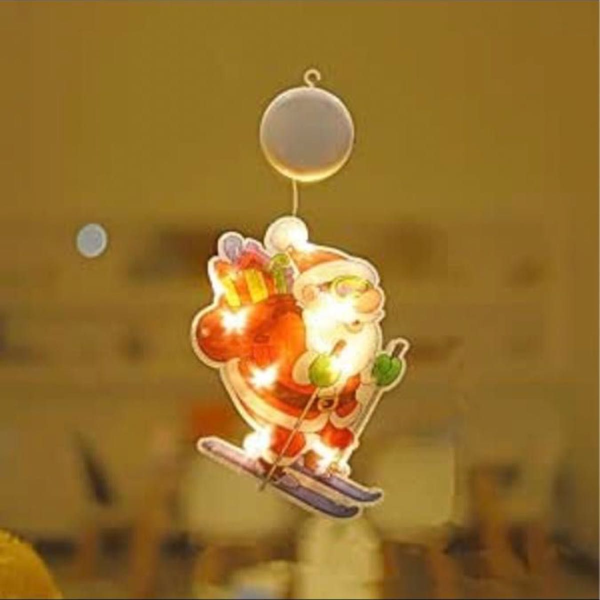 LEDライト クリスマス飾り イルミネーション 吸盤式　窓飾り　電飾 電池　スキー　サンタ C0929