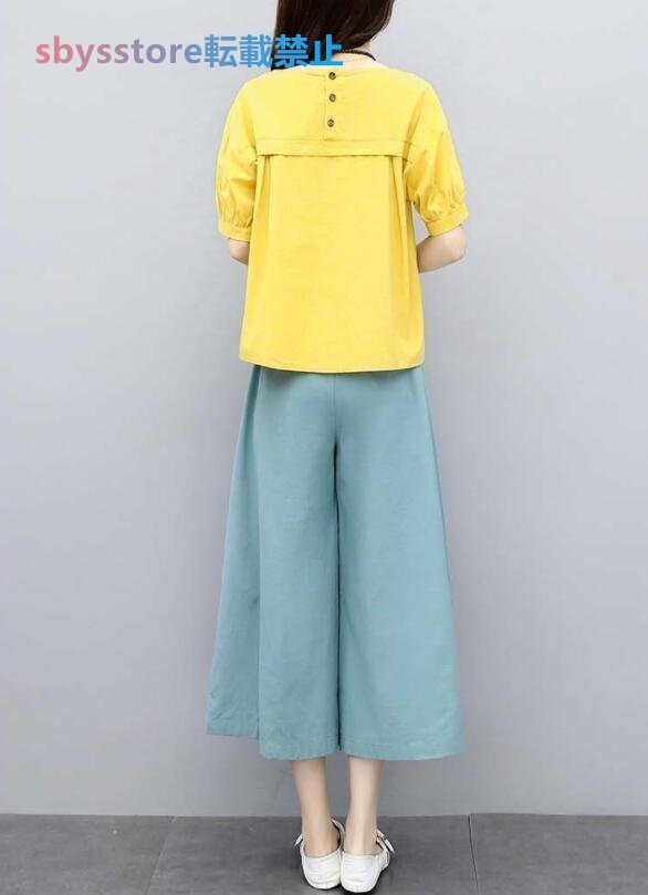 夏新作レディースパンツスーツ セットアップ パンツドレス 體型カバーカジュアル 結(jié)婚式 通勤 入學式 上下セット 著痩せ M~3XL