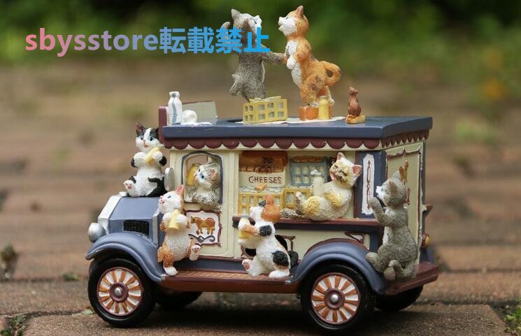  прекрасное качество украшение кошка кошка машина рука .. часы приспособление ощущение . вращение музыкальная шкатулка музыка box задний . звук цвет полимер украшение часть магазин Inte 