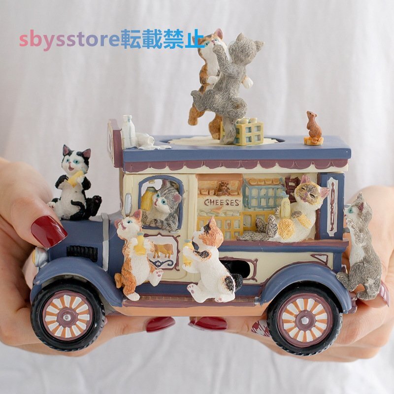  прекрасное качество украшение кошка кошка машина рука .. часы приспособление ощущение . вращение музыкальная шкатулка музыка box задний . звук цвет полимер украшение часть магазин Inte 