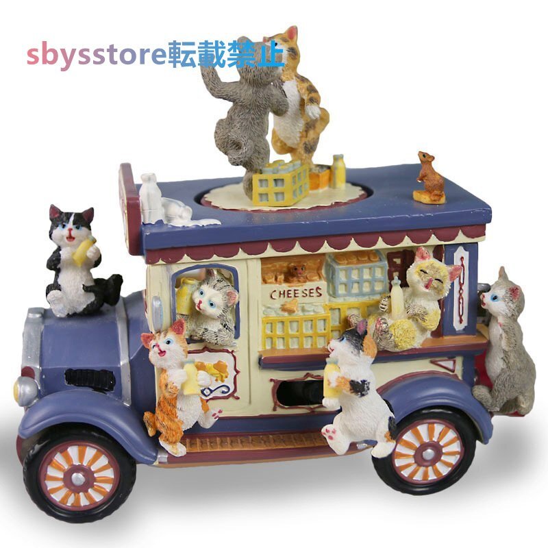  прекрасное качество украшение кошка кошка машина рука .. часы приспособление ощущение . вращение музыкальная шкатулка музыка box задний . звук цвет полимер украшение часть магазин Inte 