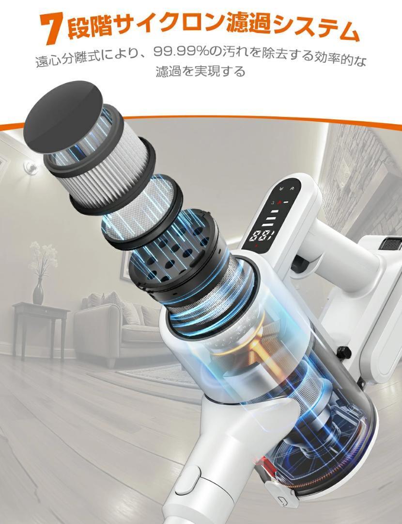 コードレス掃除機 65Kpa 強力吸引 60分連続稼働 自立式スタンド LED