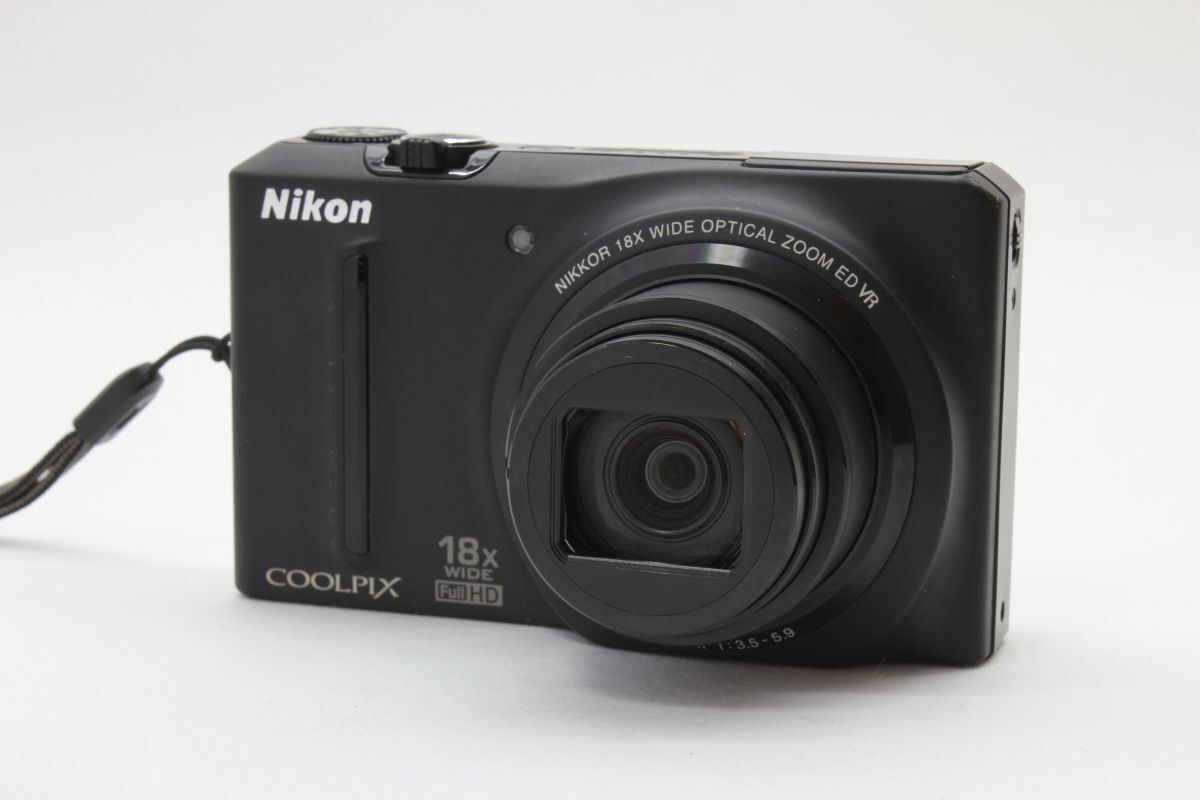1円出品！【動(dòng)作美品】ニコン Nikon COOLPIX S9100 ブラック 動(dòng)作確認(rèn)済 バッテリー