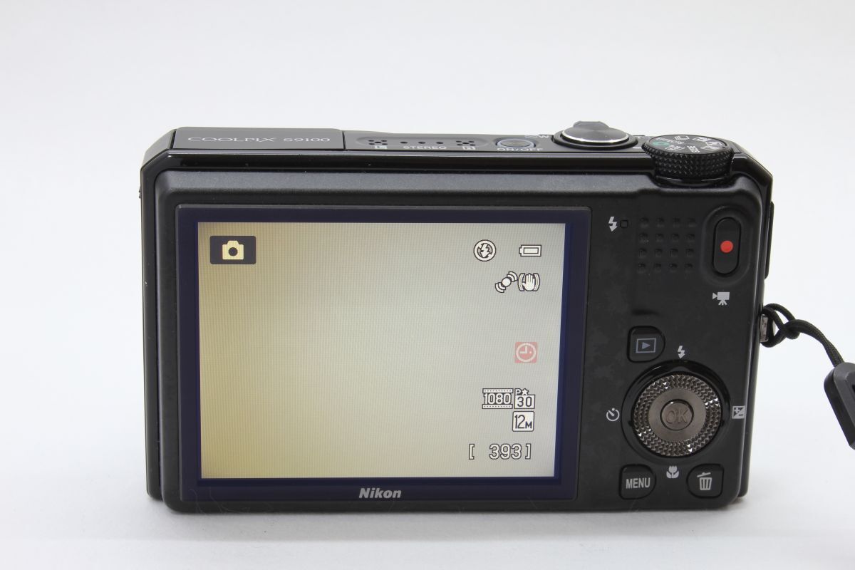 1円出品！【動(dòng)作美品】ニコン Nikon COOLPIX S9100 ブラック 動(dòng)作確認(rèn)済 バッテリー
