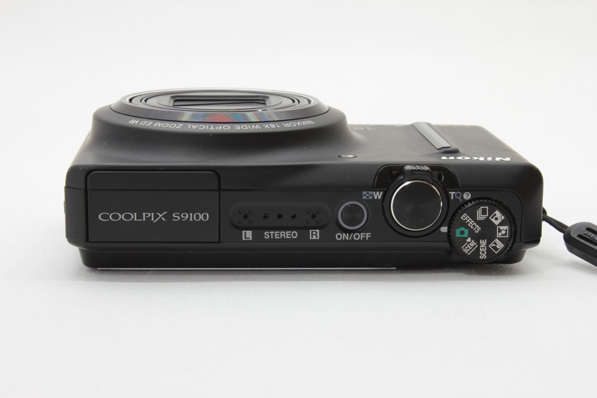 1円出品！【動(dòng)作美品】ニコン Nikon COOLPIX S9100 ブラック 動(dòng)作確認(rèn)済 バッテリー