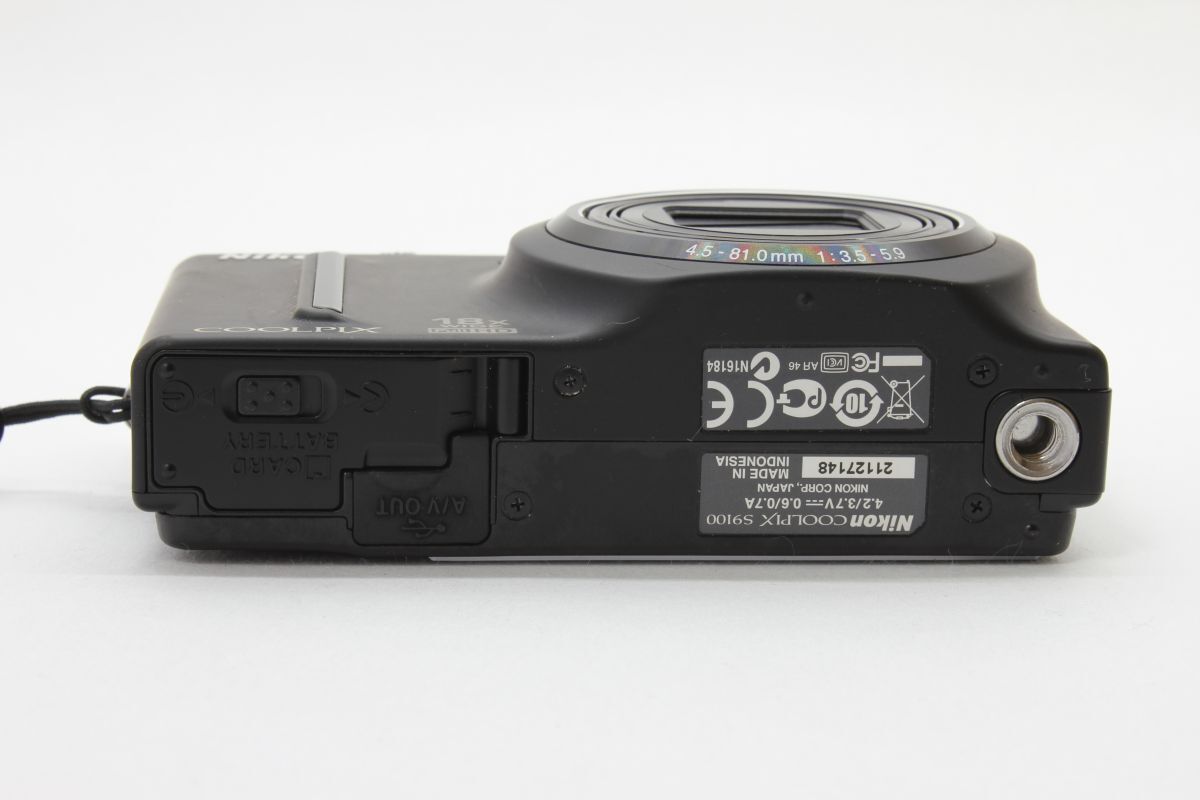 1円出品！【動(dòng)作美品】ニコン Nikon COOLPIX S9100 ブラック 動(dòng)作確認(rèn)済 バッテリー