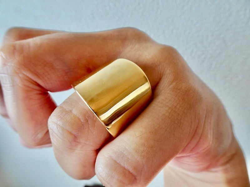 . хвост гравировка [ самая большая ширина 2.3cm самый маленький ширина 8mm, Gold flat удар . кольцо ] ручная работа 285b