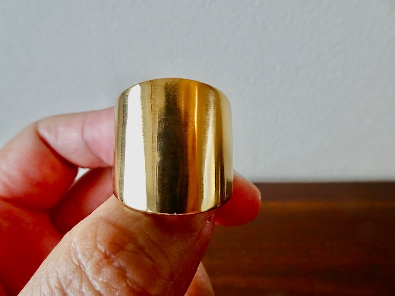 . хвост гравировка [ самая большая ширина 2.3cm самый маленький ширина 8mm, Gold flat удар . кольцо ] ручная работа 285b
