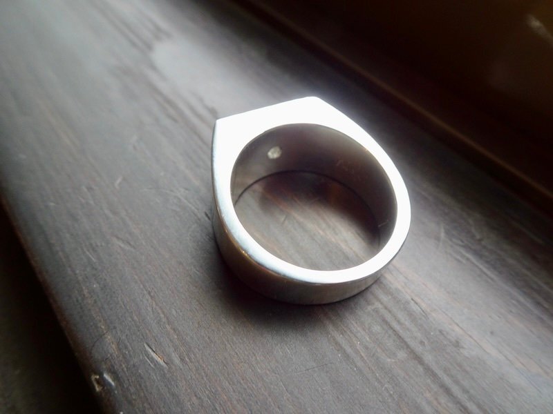 仁尾彫金『一つ星５mmピンクジルコニア印臺(tái)リング、磨き』ハンドメイド390b