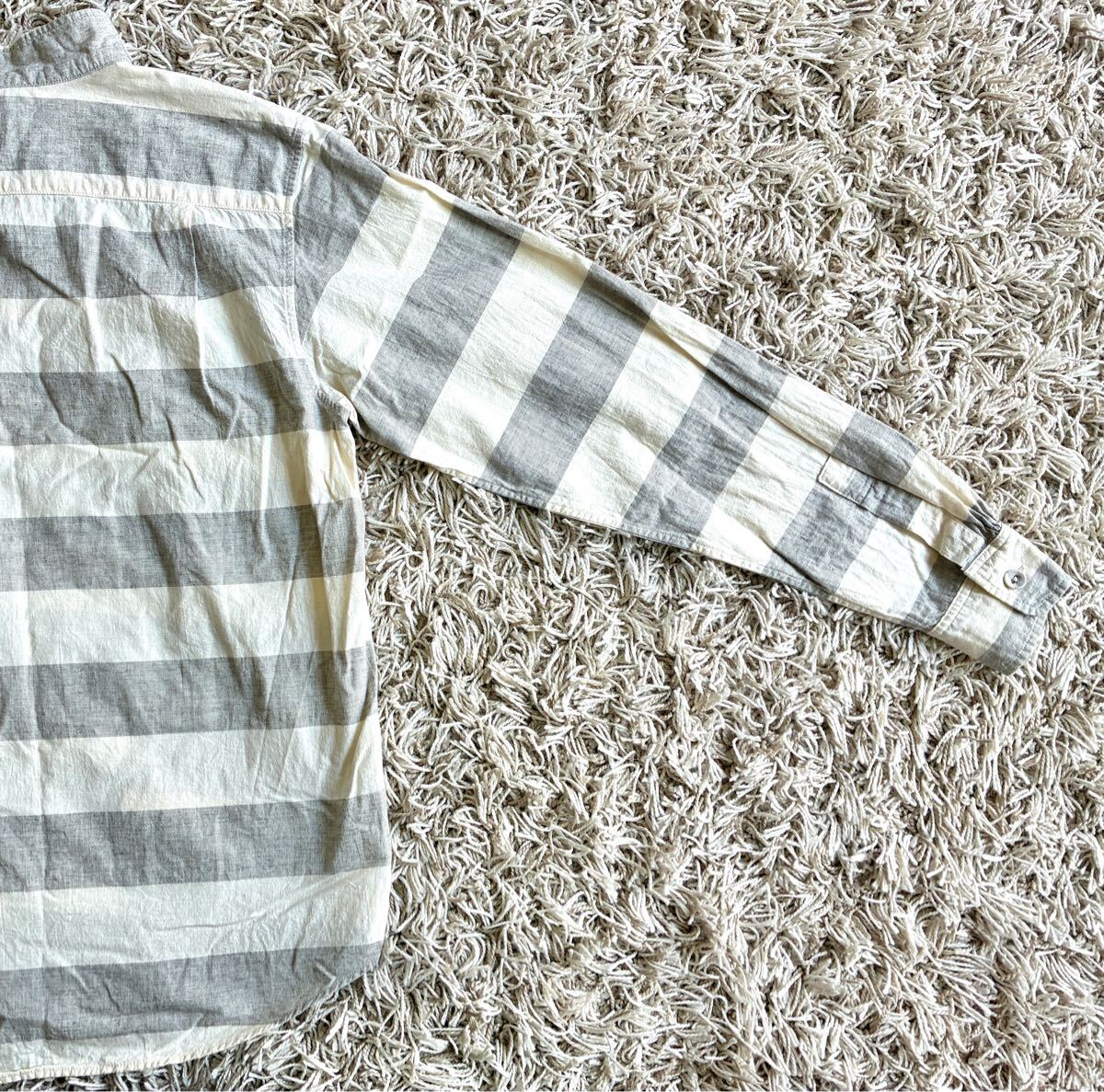 ウィーク weac. アイボリー×グレー ボーダー 長袖カットソー 麻 リネン_画像10