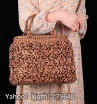 希少新品！極美品★高級(jí)UPハンドバック 職人手作り良品　山葡萄かごバッグ 手編み山葡萄籠バッグ バスケット籐かご