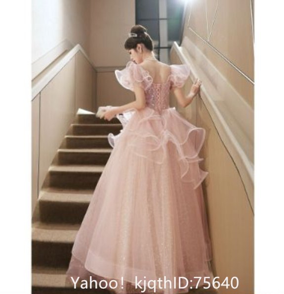 ウェディングドレス ラメ レース シースルー ピンク ゴージャス フリル ロング丈 舞臺 結(jié)婚 結(jié)婚式 カップル 前撮り 寫真撮影 発表會 寫真