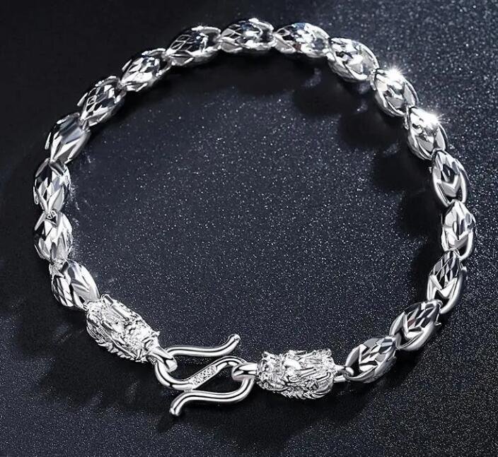 純銀ブレスレット男流シンプル足銀ハンドアクセサリーシンプルおっとりシルバーアクセサリー男流レトロアクセサリー 