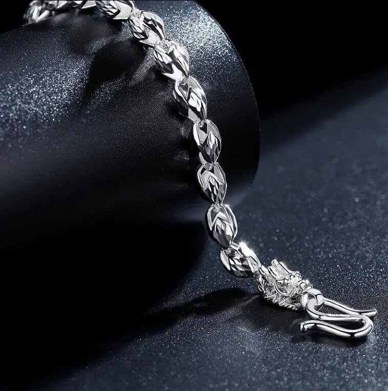 純銀ブレスレット男流シンプル足銀ハンドアクセサリーシンプルおっとりシルバーアクセサリー男流レトロアクセサリー 