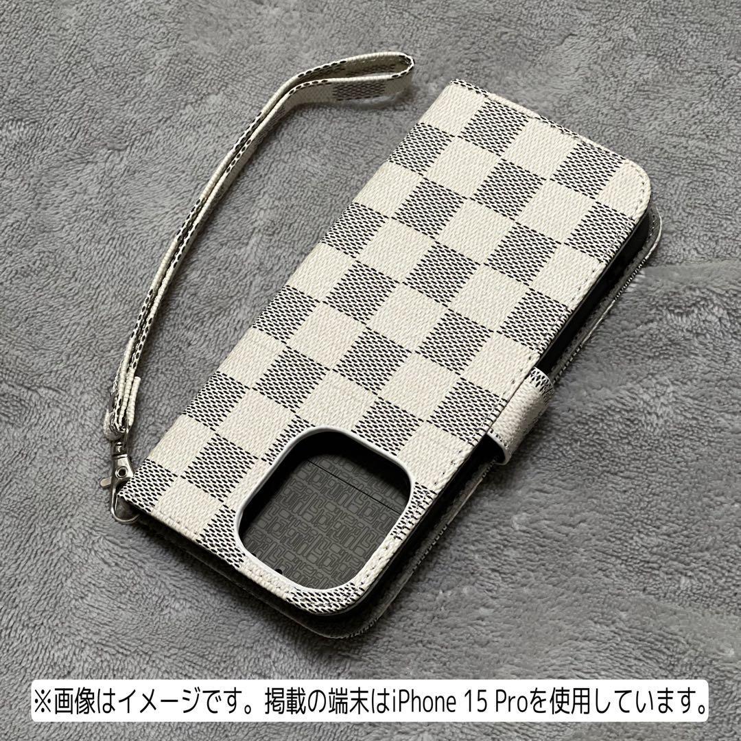 手帳型 iPhone 12ProMaxケース　白色　チェック柄　PUレザー　おしゃれ　高級感 耐衝撃 カード収納 大人気　アイホン12プロマックスカバー_画像8
