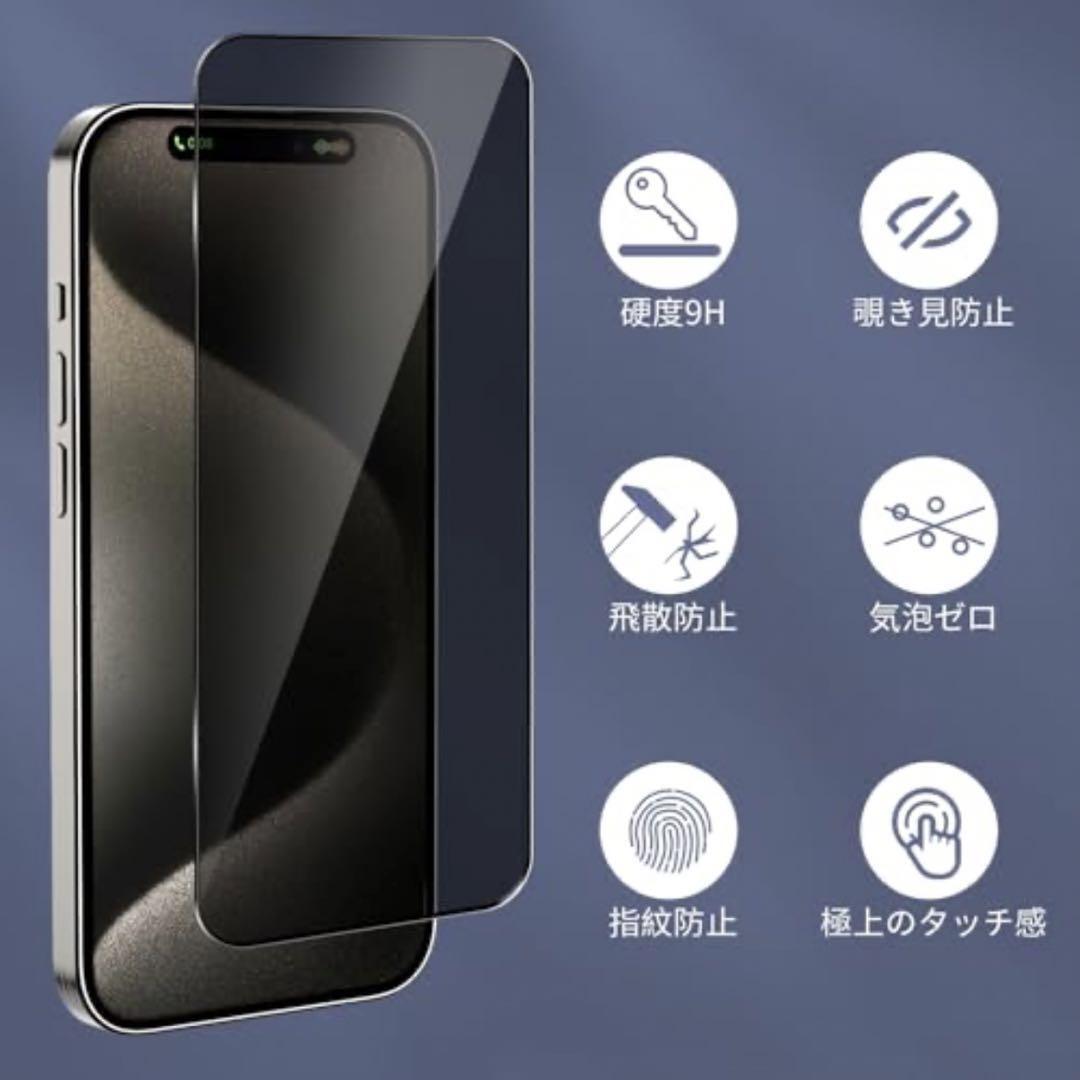 Iphone 15Plus 覗き見防止フィルム　全面保護ガラスフィルム　2枚入り　アイホン１５プラス保護フィルム　スピード発送