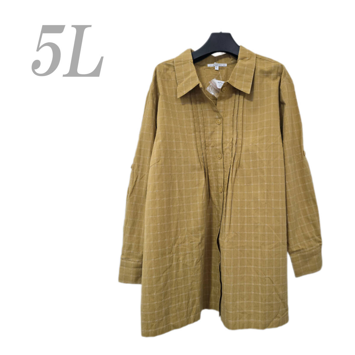 ●新品/UVカット/シャツ/ブラウス/5L/マスタード/レディース●x0030_画像1