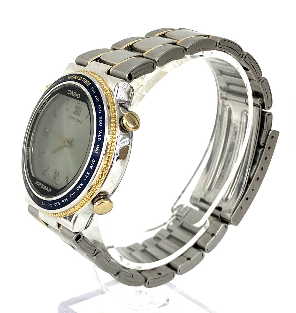  Junk [1 иен старт ] CASIO Casio TWINCEPT twin septoABX-610 кварц QZ WORLD TIME World Time мужской работоспособность не проверялась наручные часы 