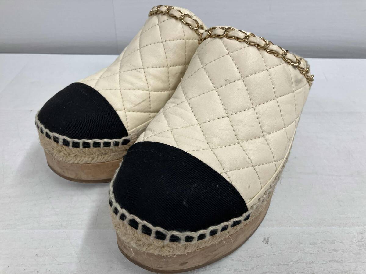 CHANEL| Chanel |BG33754| цепь | matelasse кожа | сабо сандалии | стеганое полотно 