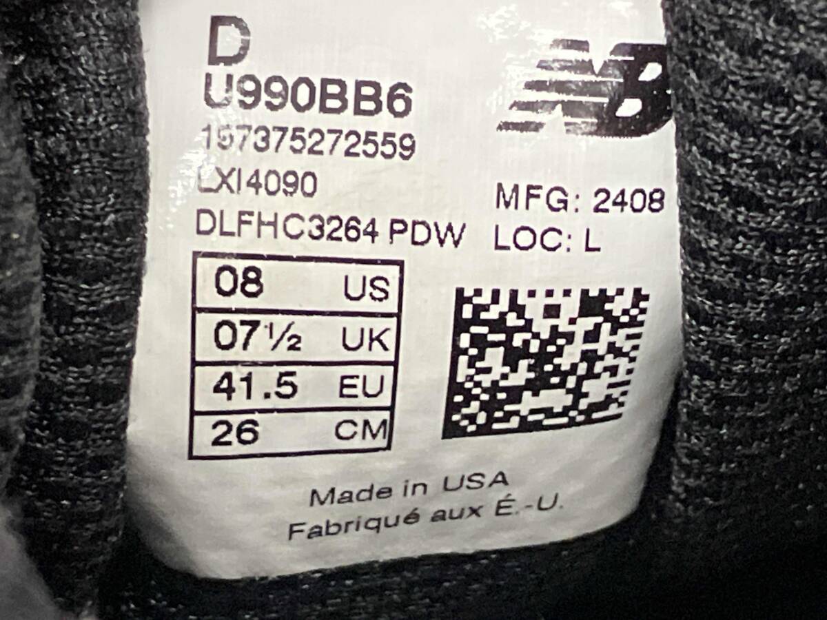 new balance 990 MADE IN USA New balance спортивные туфли 26cm черный магазин квитанция возможно 