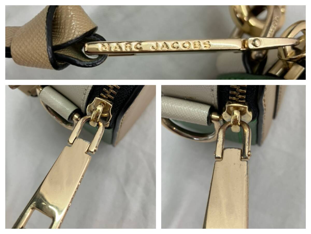 MARC JACOBS マーク ジェイコブス スナップショット ショルダーバッグ ミニ バッグ レザー ベージュ ホワイト グリーン ロゴ