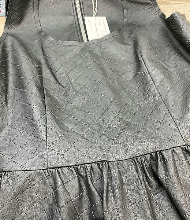 24AW COMME des GARCONS フェイクレザー2WAYノースリーブワンピース M ブラック GN-O001 コムデギャルソン
