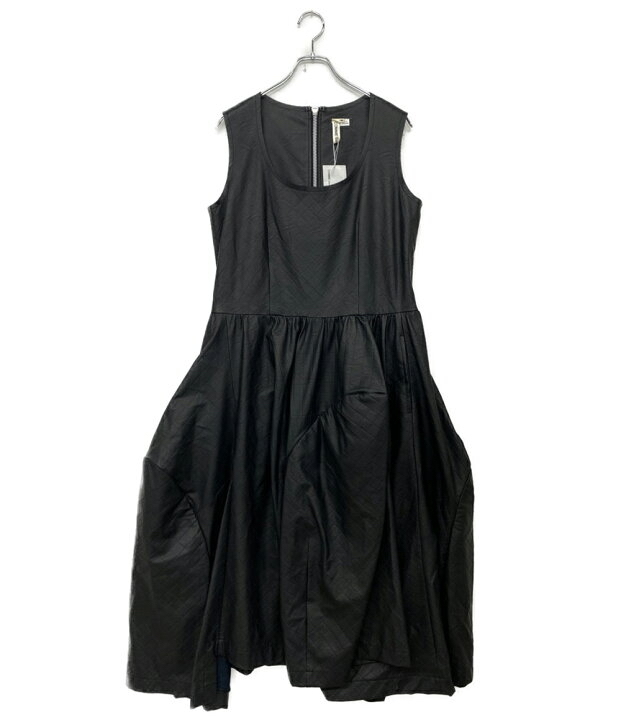 24AW COMME des GARCONS フェイクレザー2WAYノースリーブワンピース M ブラック GN-O001 コムデギャルソン