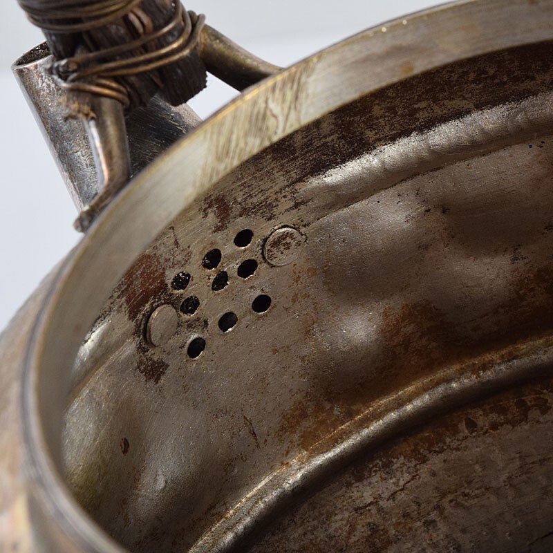 煎茶道具 白銅いぶし銀 槌目 銀瓶 湯沸 約227g ADKX