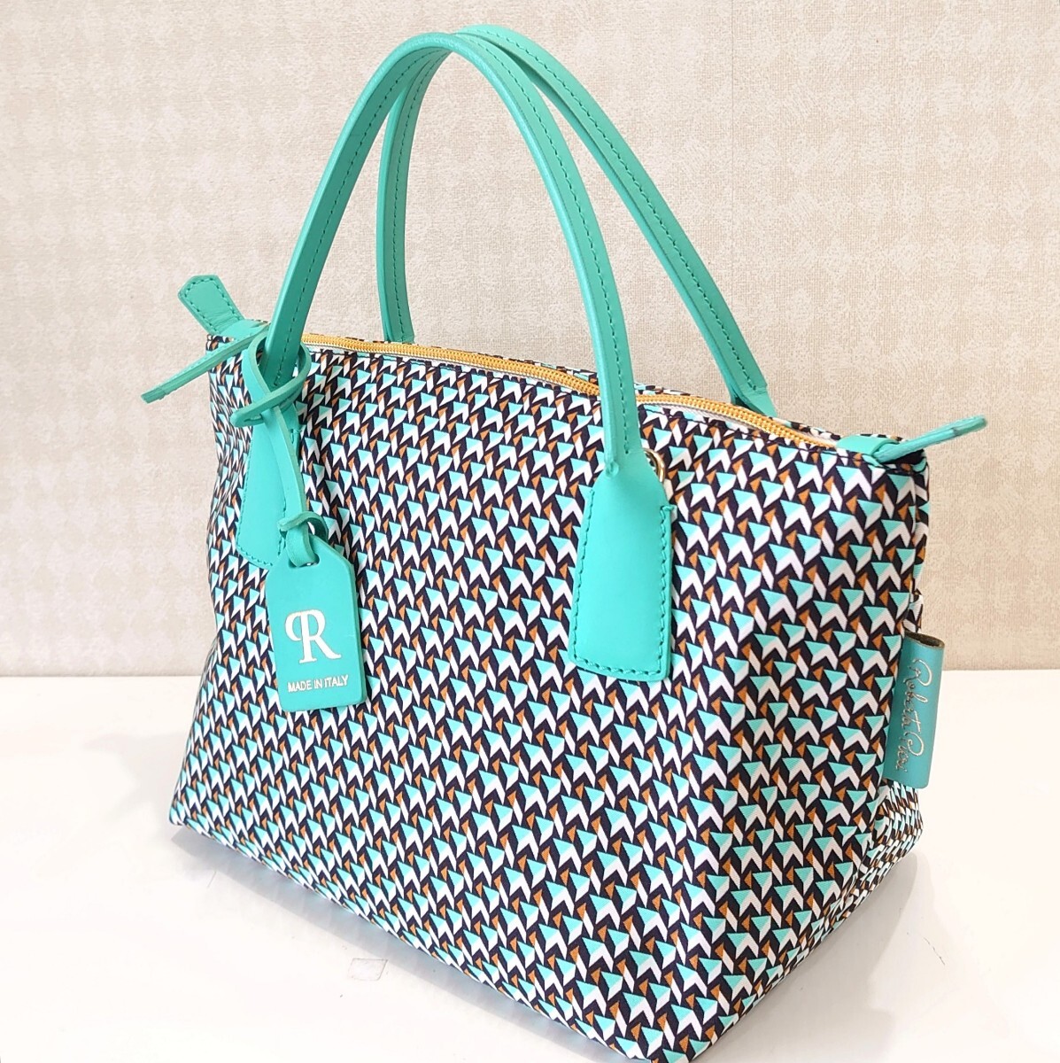  не использовался Roberta pieliROBERTA PIERI женский 2way Mini большая сумка aqua blue acqua tatami Mini da полный ITALY Италия производства 