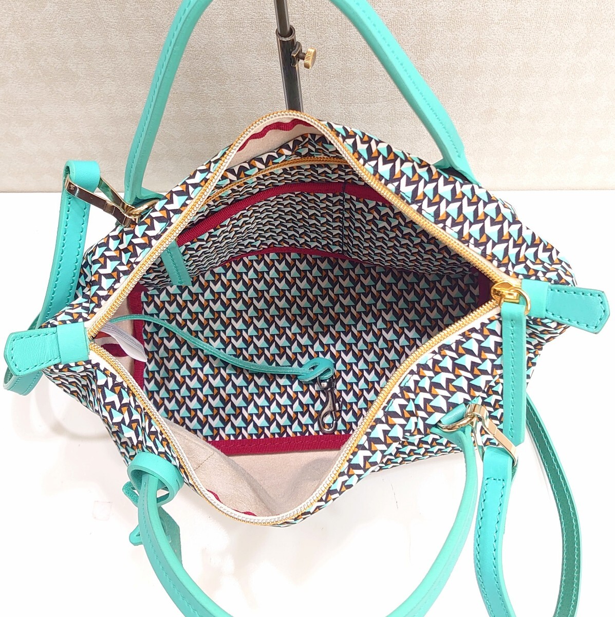  не использовался Roberta pieliROBERTA PIERI женский 2way Mini большая сумка aqua blue acqua tatami Mini da полный ITALY Италия производства 