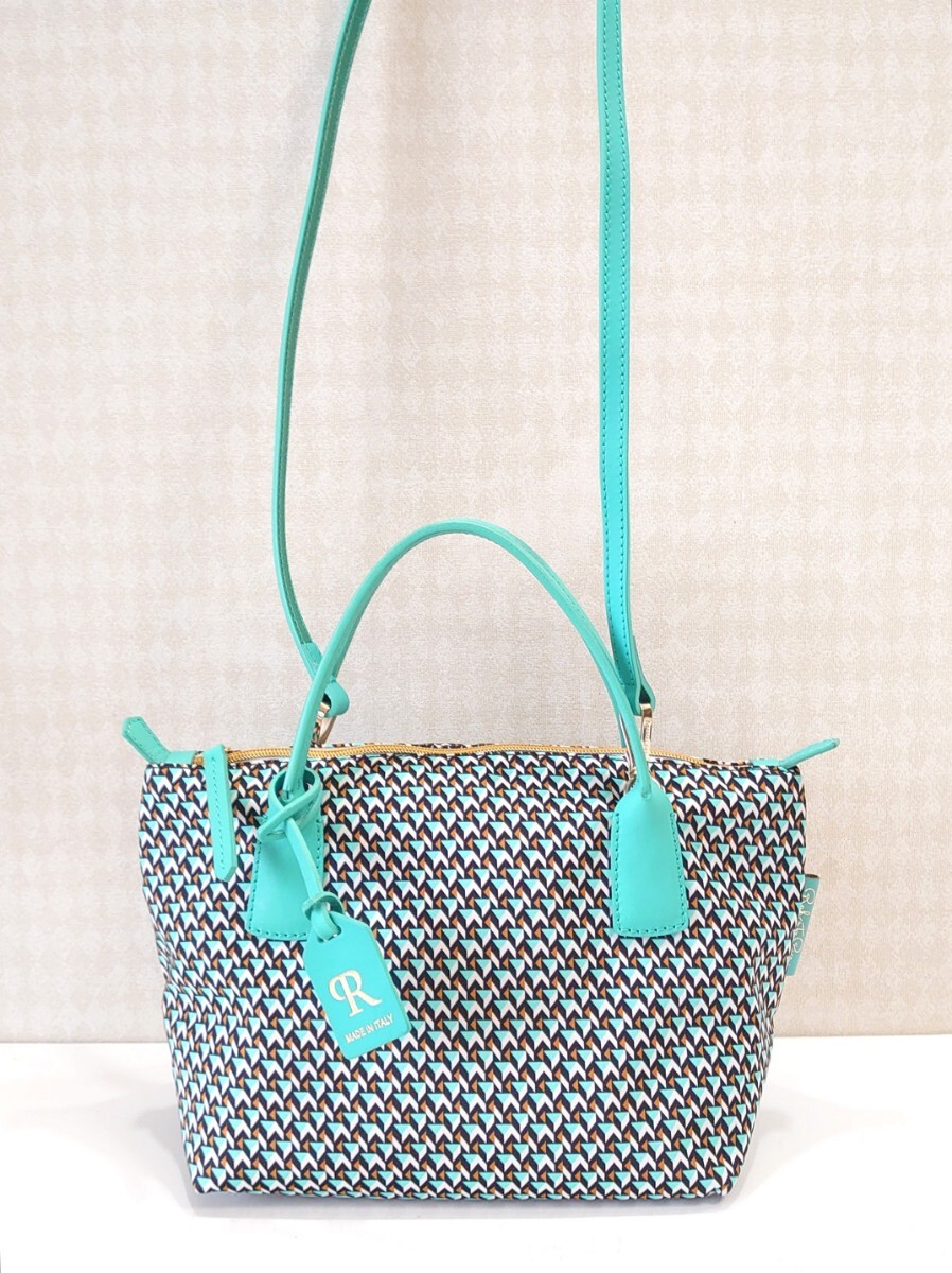  не использовался Roberta pieliROBERTA PIERI женский 2way Mini большая сумка aqua blue acqua tatami Mini da полный ITALY Италия производства 