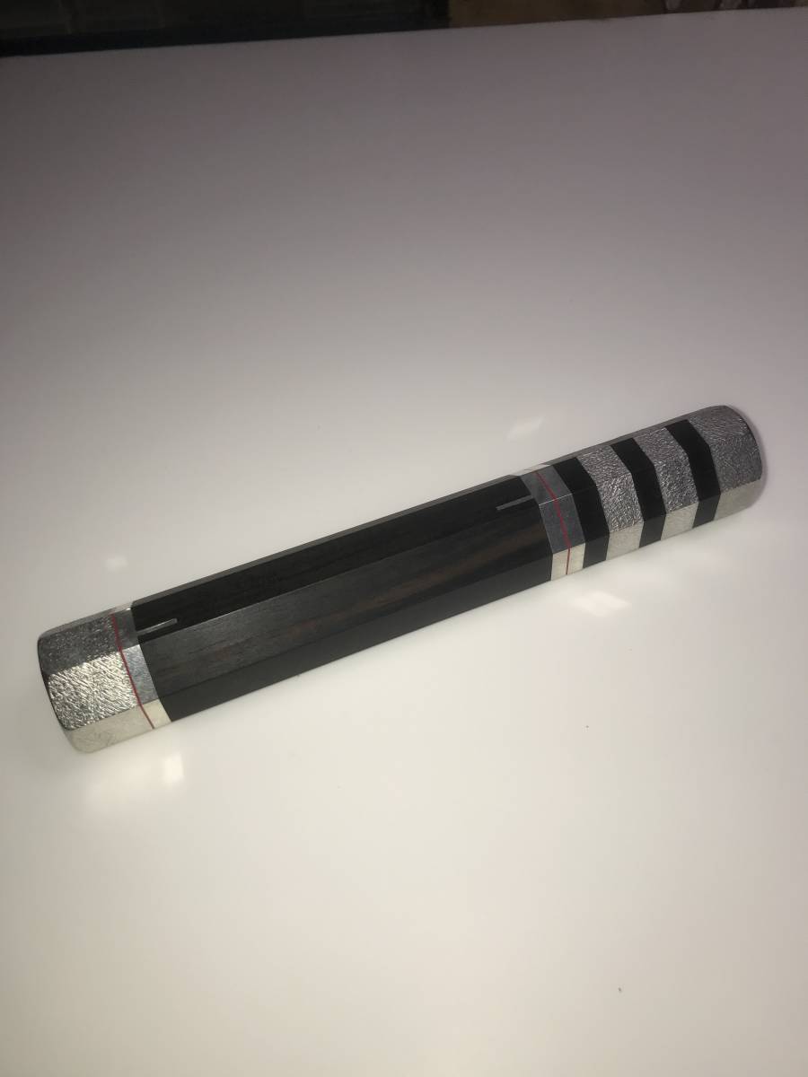 青黒檀銀六本槌目赤引飾柄/尺?尺三