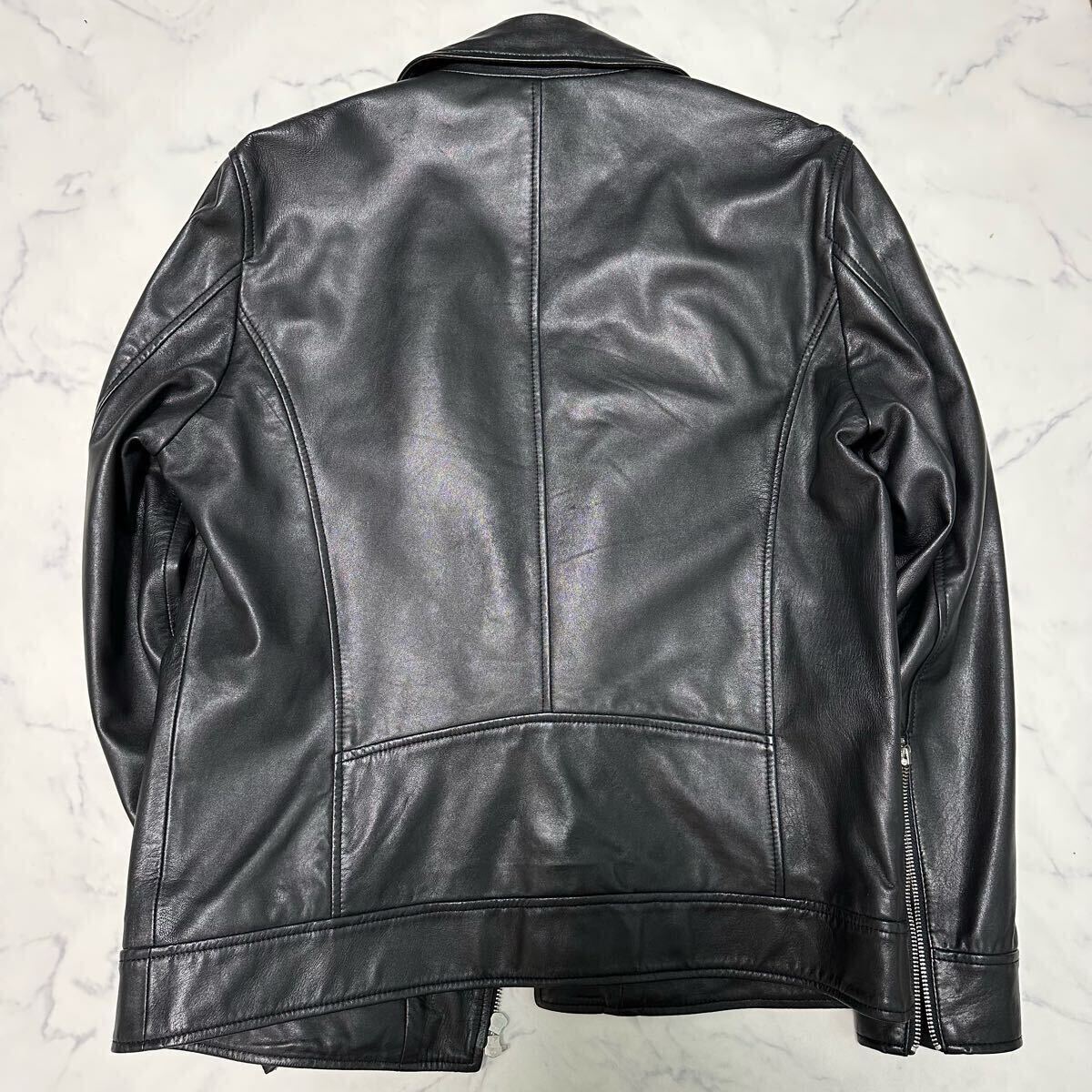美品　インヘリット　ダブルライダースジャケットsheepskin ブラック　M レザージャケット ラムレザー 羊革 本革 ブラック 黒 