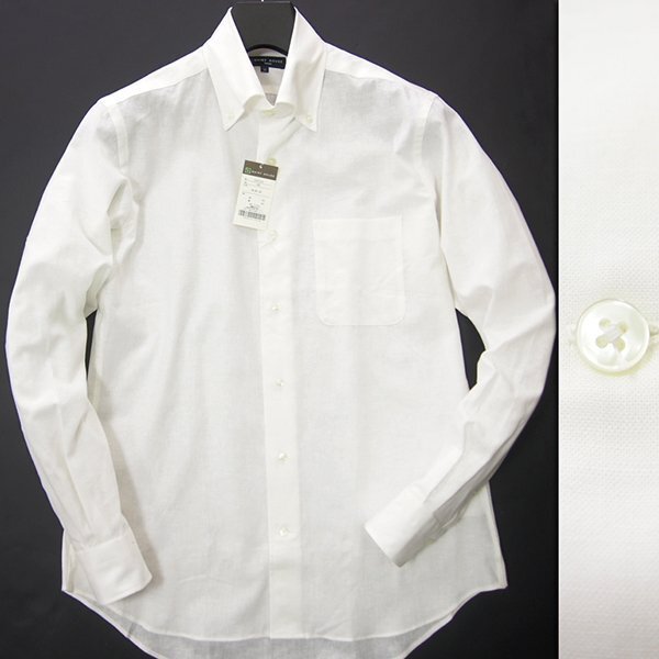 訳有 シャツハウス リネン コットン BD 長袖 シャツ S-82 白 【I45490】 SHIRT HOUSE 春夏 メンズ ビジネス カジュアル ボタンダウン