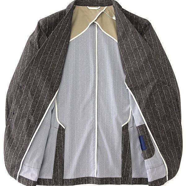 新品 ジーステージ 清涼 AIR WINDOW ストライプ ストレッチ ジャケット 48(L) 焦茶 【3-30203_7_48】 春夏 G-stage 洗える サマー 通気性