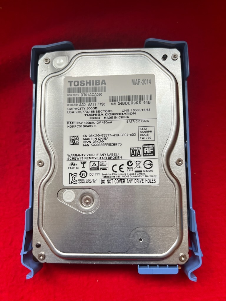 不良返金保証　TOSHIBA DT01ACA050 500GB 3.5インチ內(nèi)蔵HDD (AA18)