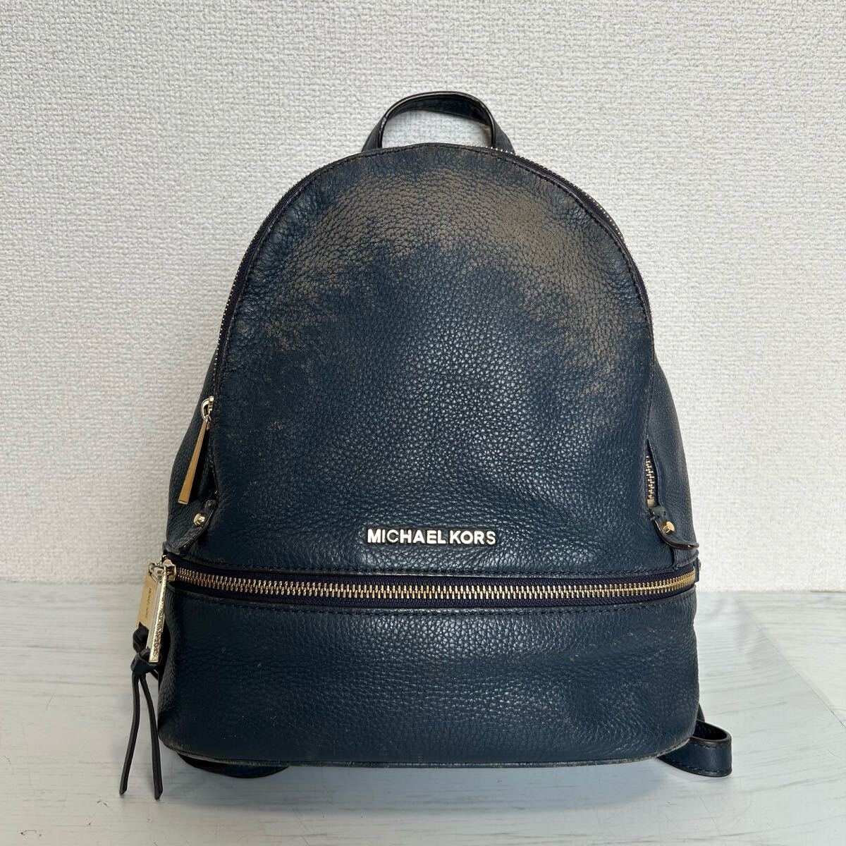 MICHAEL KORS マイケルコース レディース リュックサック バックパック バッグ 本革 レザー 青色 ブルー ネイビー ワンポイント ブランド