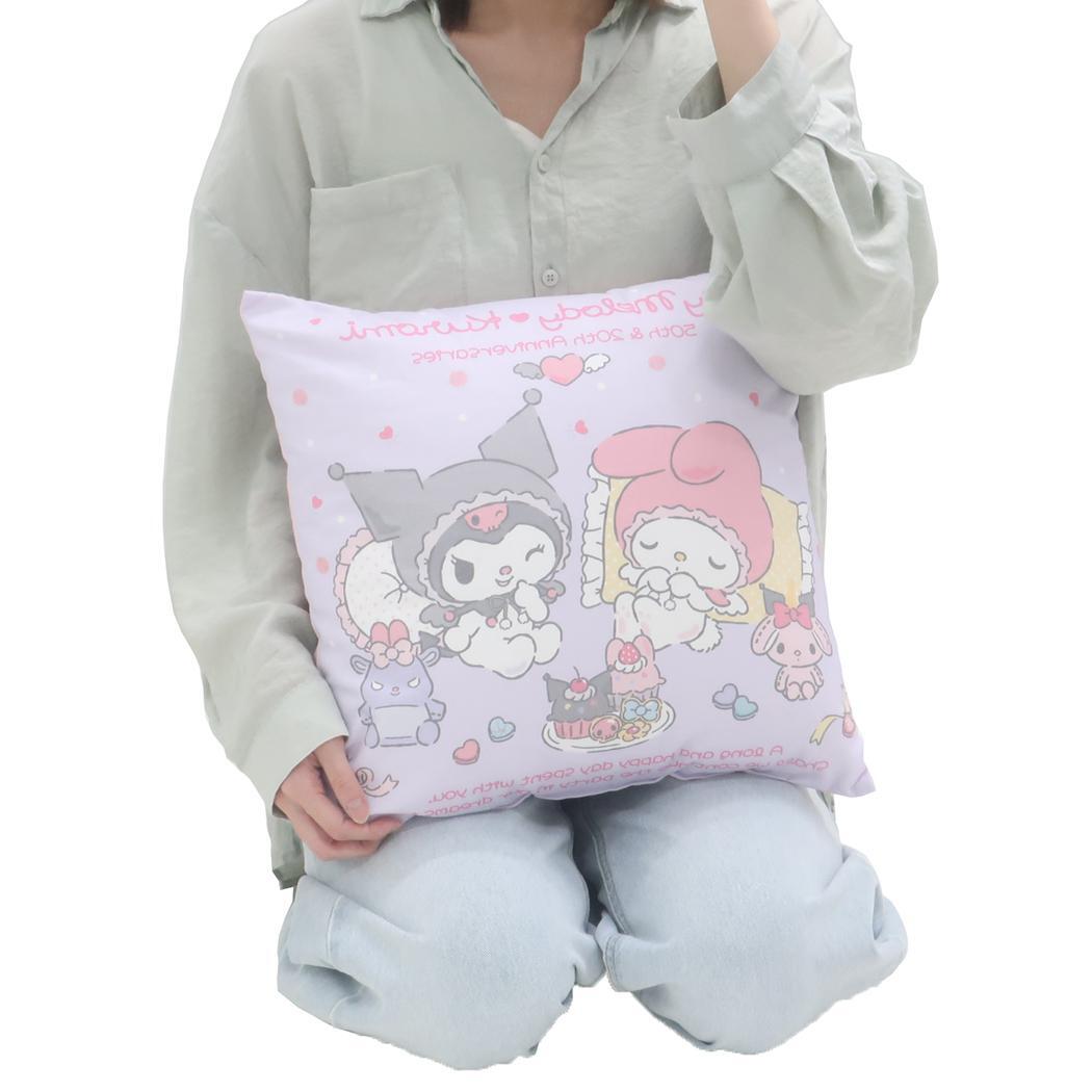 マイメロディ＆クロミ クッション 40cmスクエアクッション エンジェル サンリオ ワタナベ インテリア キャラクター グッズ