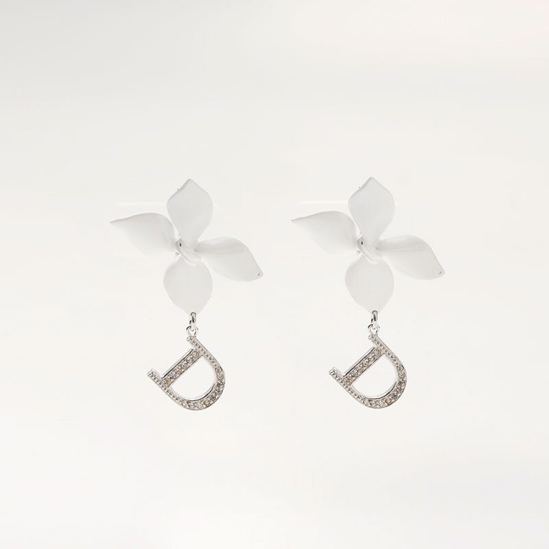 クリスチャンディオール Christian Dior イヤリング ラインストーン フラワー スイング シルバー