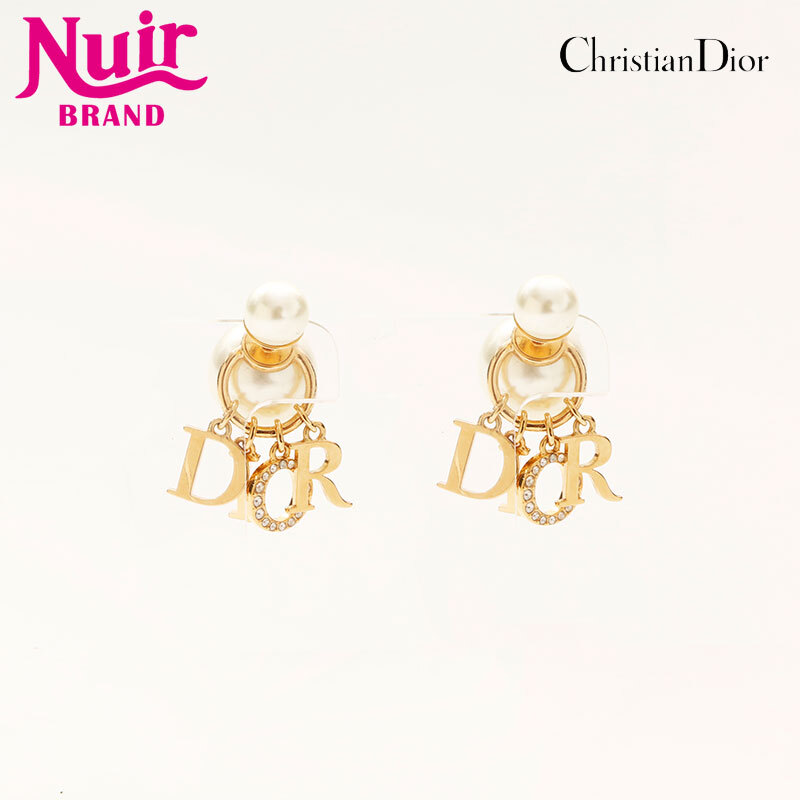 クリスチャンディオール Christian Dior ピアス パール ラインストーン スイング ゴールド